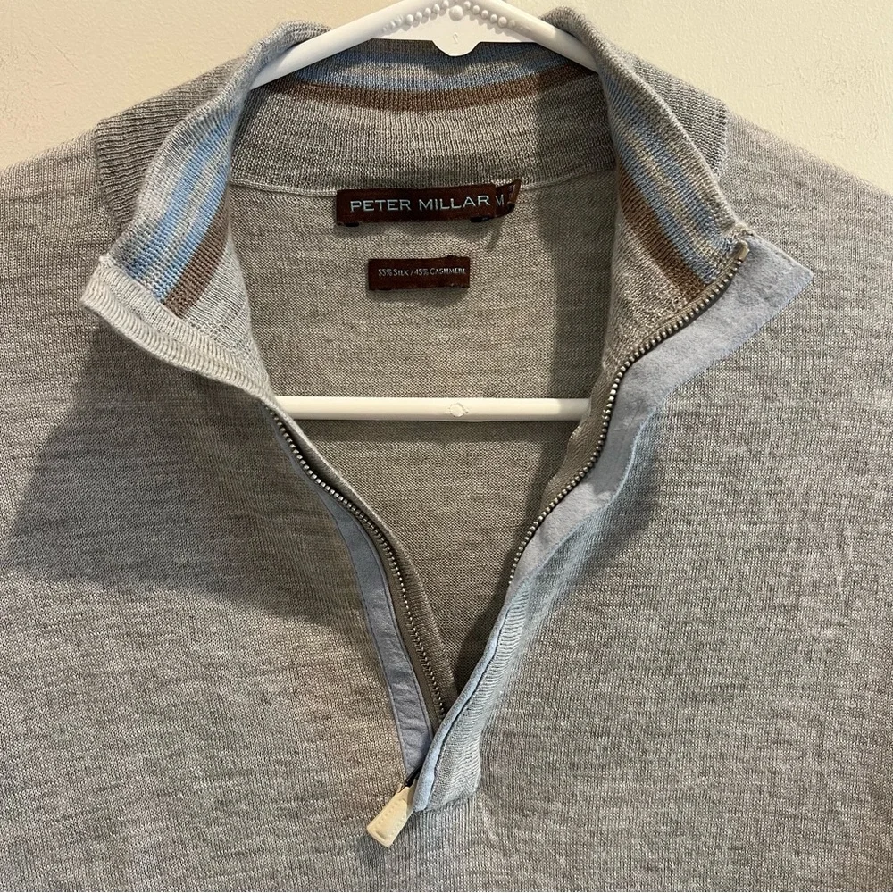 Peter Millar quarter zip cashmere‎ silk pullover sweater